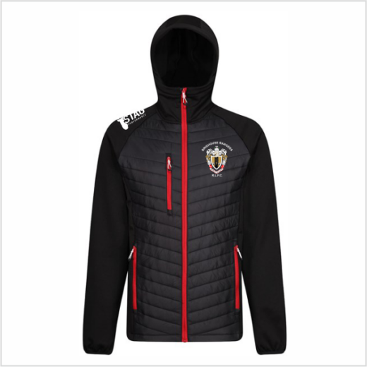 Brighouse Rangers BLACK/RED Hybrid Hooded Jacket - Adults